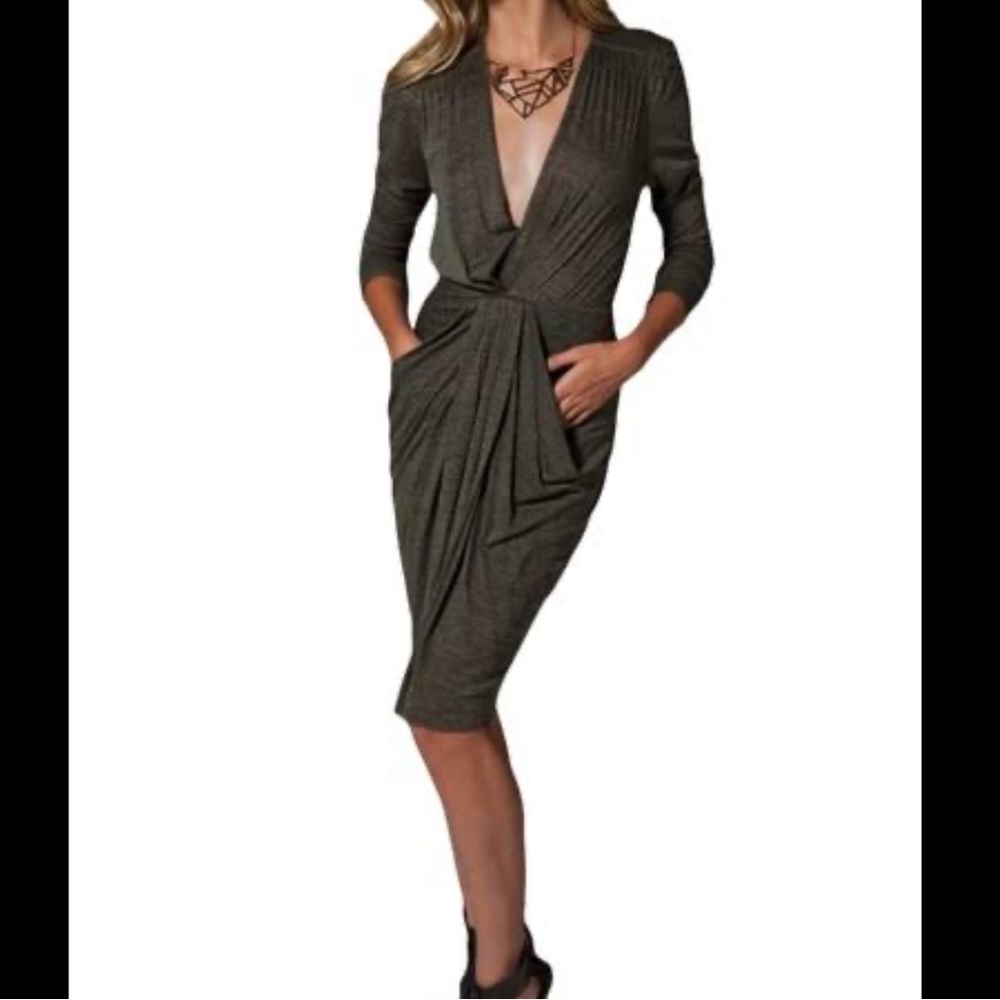 A.LC. Suffolk Long Sleeve Deep V, ruched